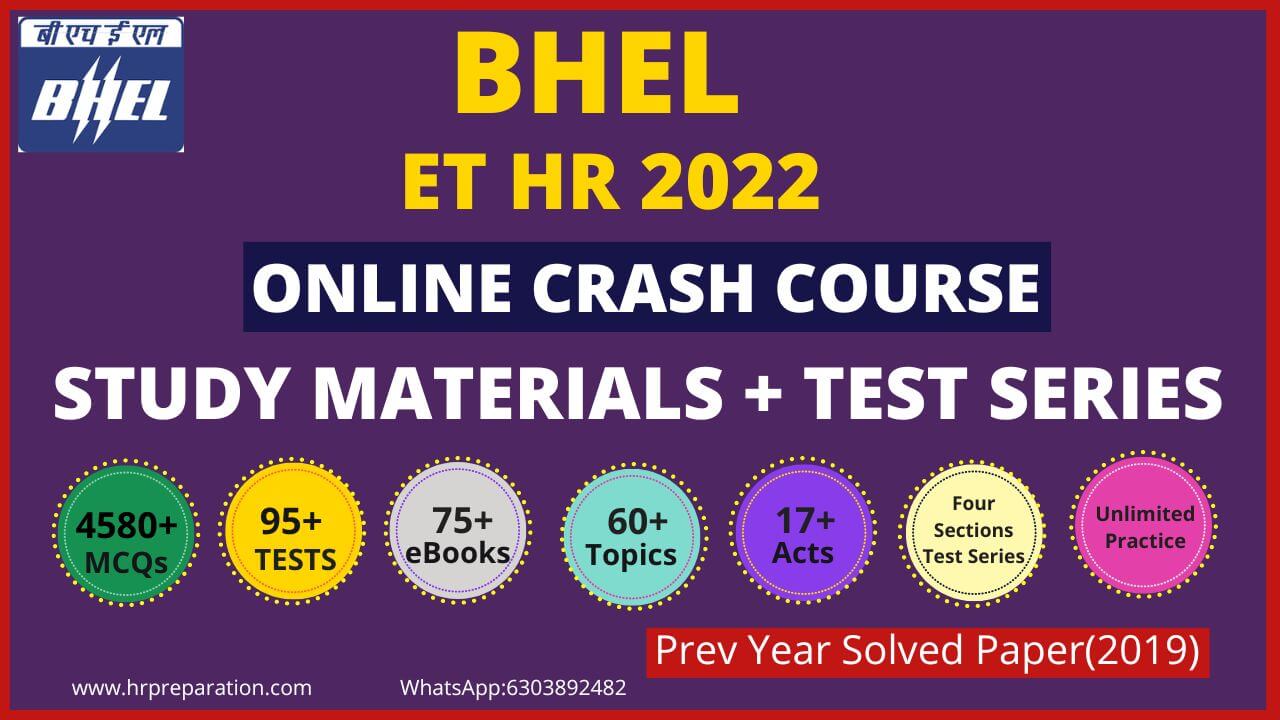 Most Useful Online Course for BHEL ET HR 2022 Exam with Study Materials and Test Series