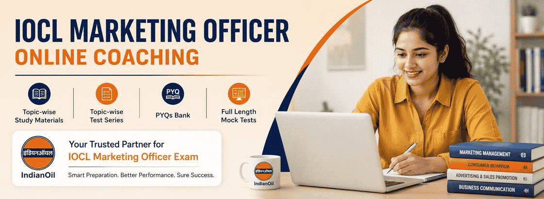IOCL Marketing Officer 2026 Complete Preparation Guide with study material, topic-wise tests, PYQ question bank and mock tests